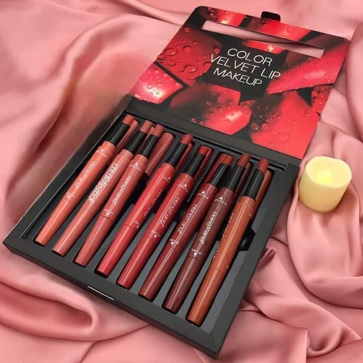 Heng Fang 2 in 1 Multi Color Velvet Lipliner & Lipstick