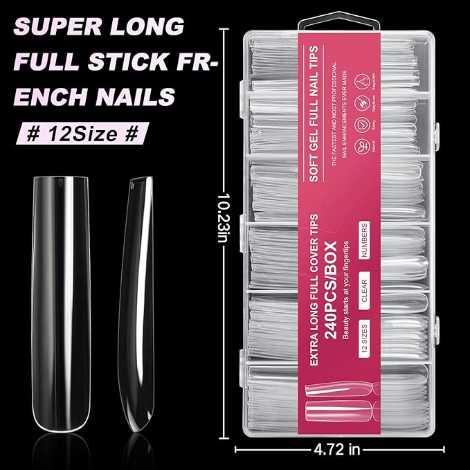 Extra Long Square Full Cover Nail 240 pcs/BOX