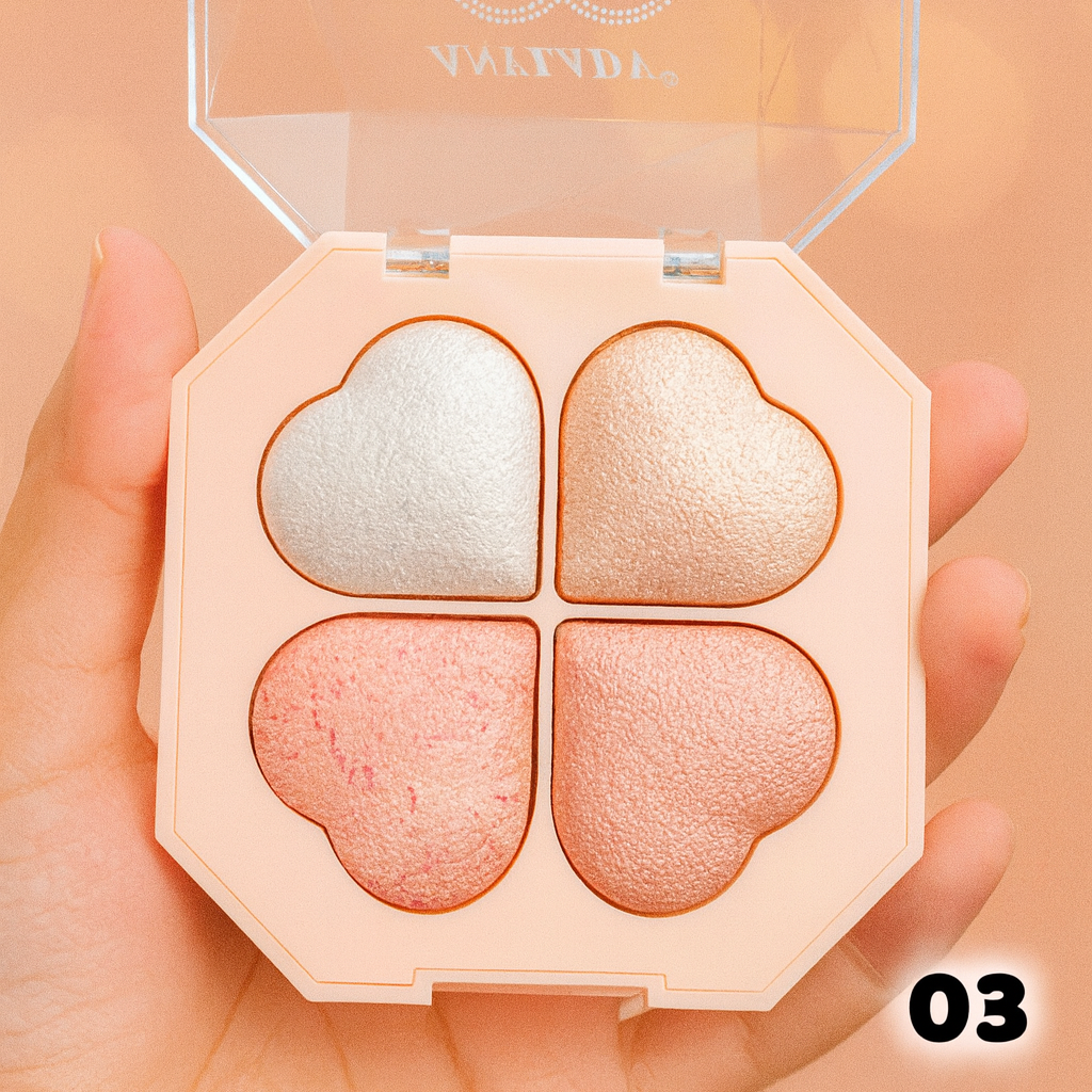 Anylady Baked Highlighter Mini Palette – 4 Shades for Glowing Skin