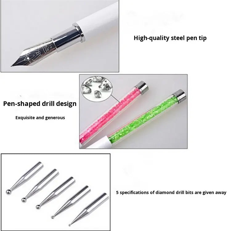 Crystal Nail Art Dotting Pen with 5 Dotting Tips for Design