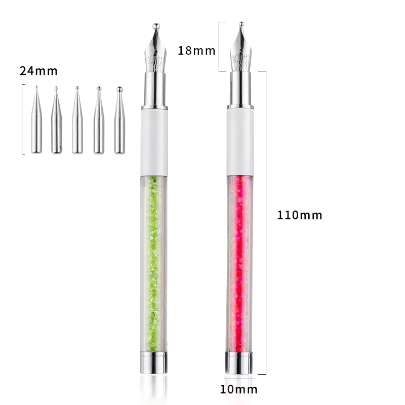 Crystal Nail Art Dotting Pen with 5 Dotting Tips for Design