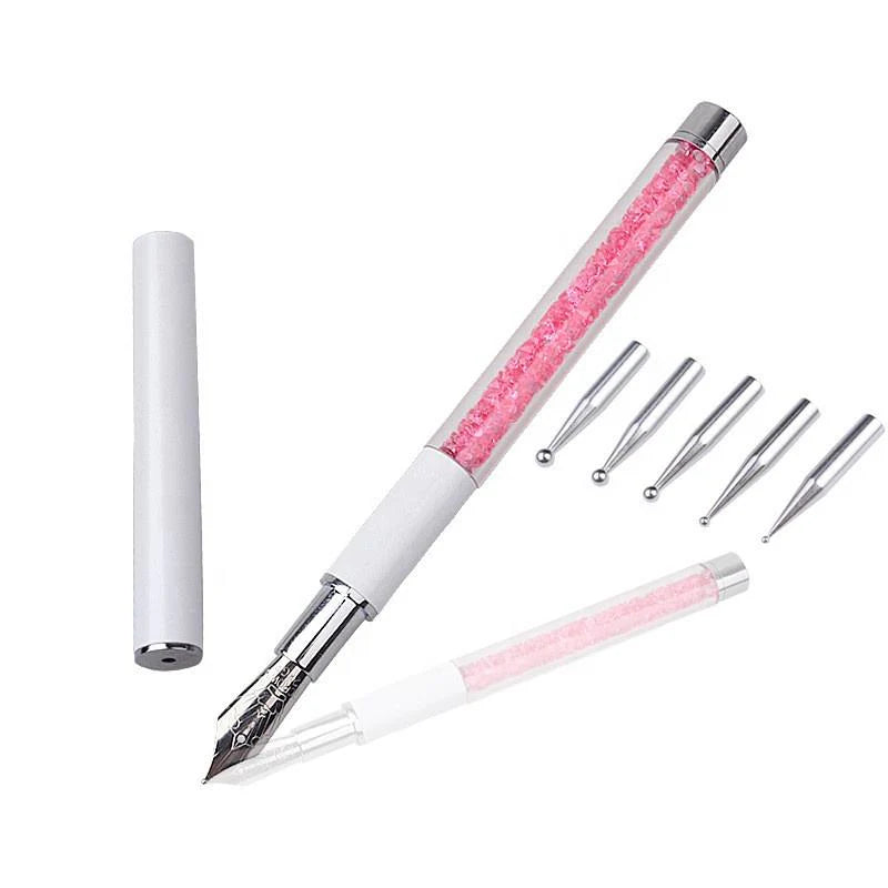 Crystal Nail Art Dotting Pen with 5 Dotting Tips for Design