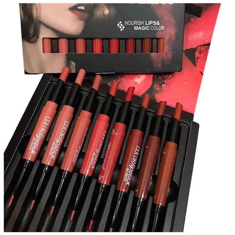 Heng Fang 2 in 1 Multi Color Velvet Lipliner & Lipstick