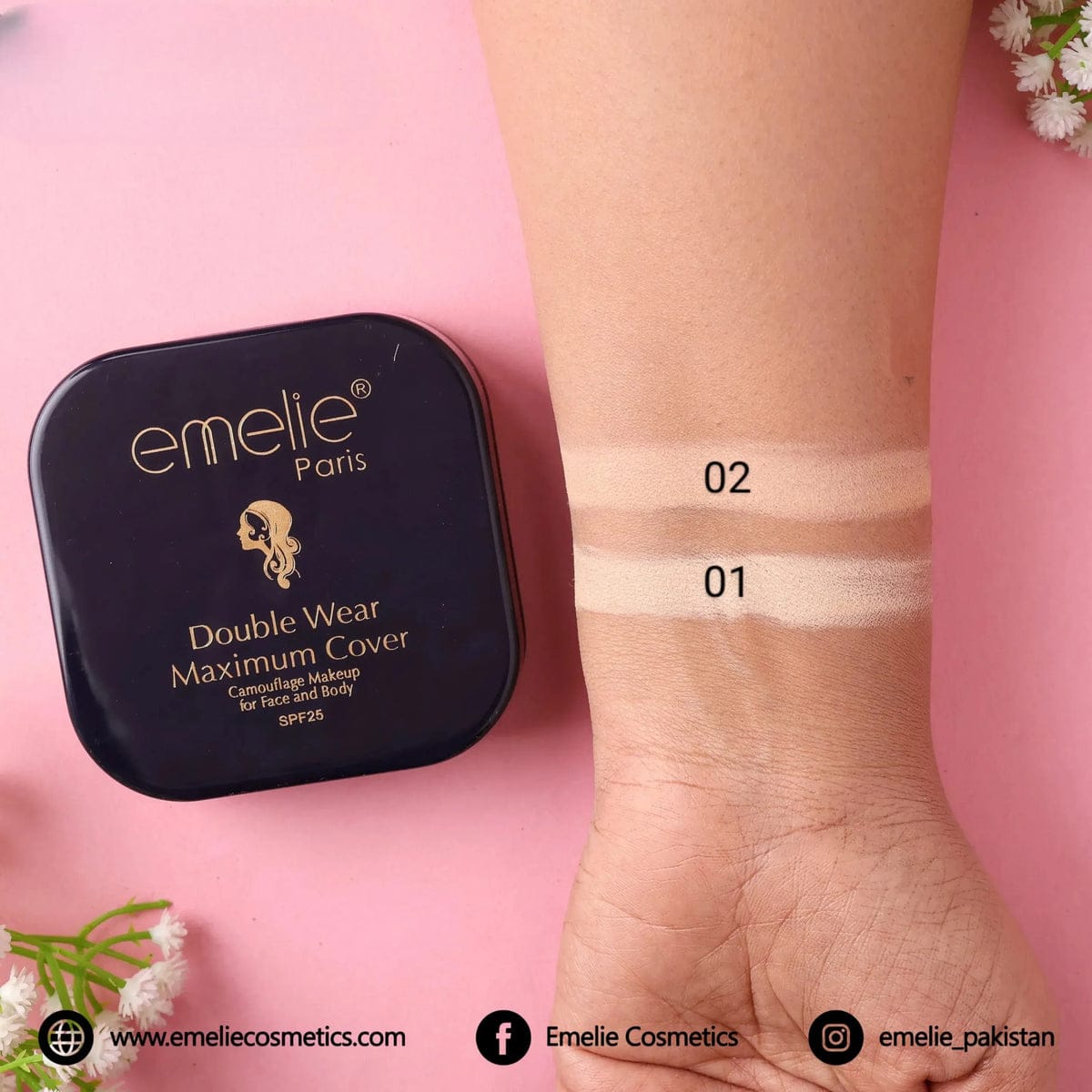 Emelle Double Wear Maximum Cover Pressed Powder