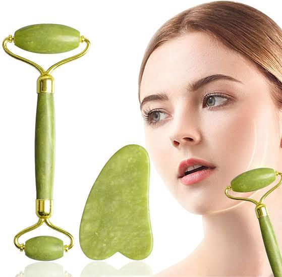 Face Massager Jade Roller & Gua sha stone set
