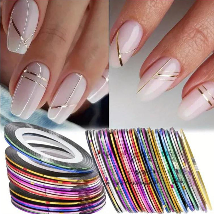 Acrylic Multicolor  Nail Tape (Pack Of 10)