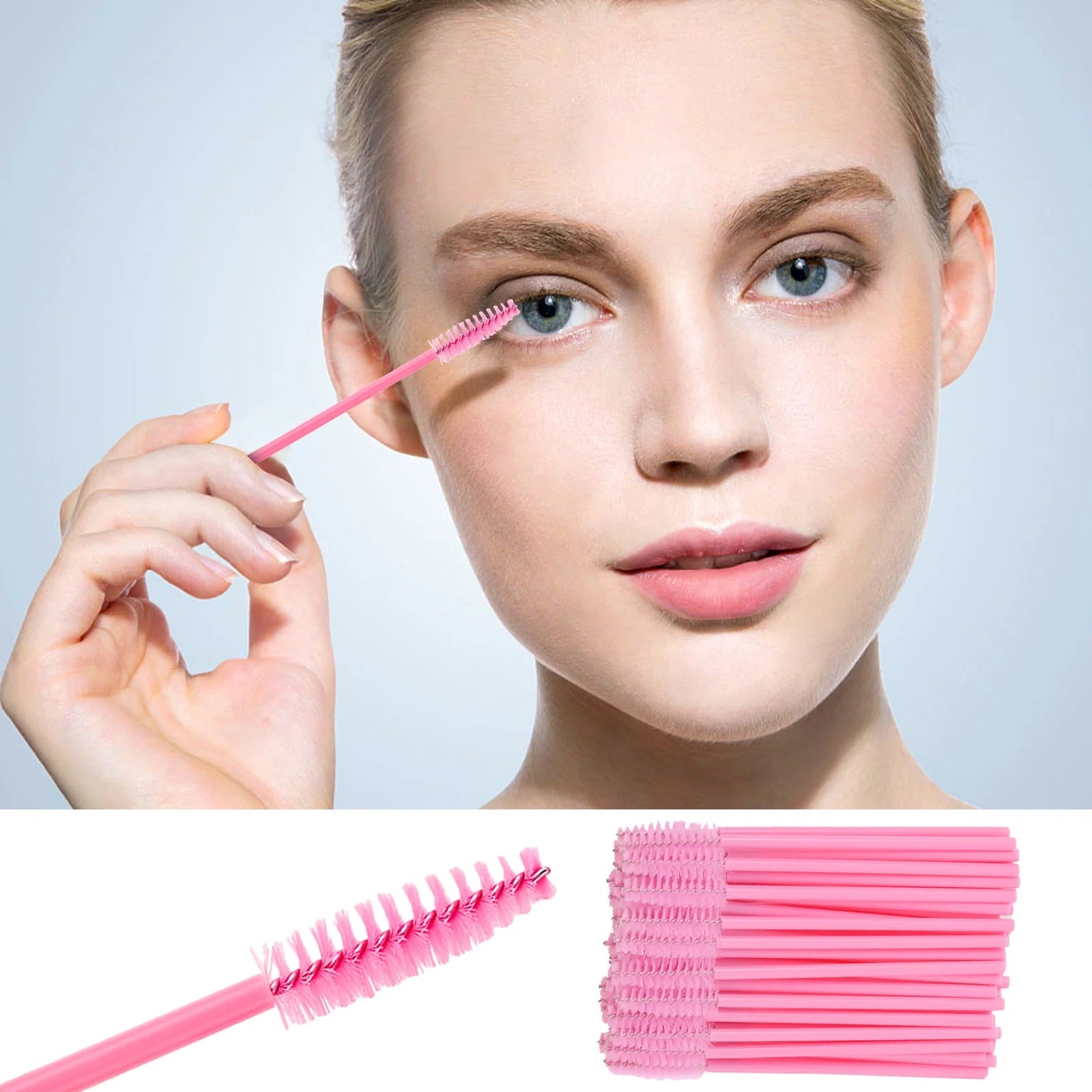 Disposable Baby Pink Eyelash Mascara Brushes Spoolies Extension Wands (Pack Of 5)